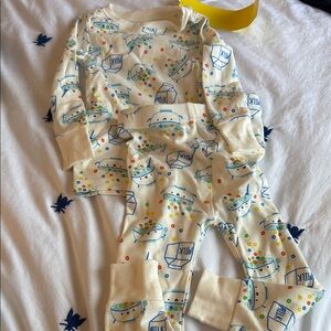 Kids Cream Pajamas with Fun Print